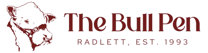 Stylized bull head logo with The Bull Pen Radlett text